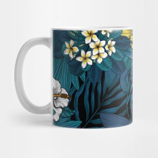 Toucans amd tropical flora, blue , yellow , orange and white Mug